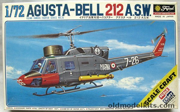 Fujimi 1/72 Augusta-Bell 212 ASW - Italian Navy, 26 plastic model kit